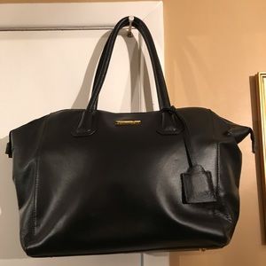 Leather tote bag (multi sectional) Black